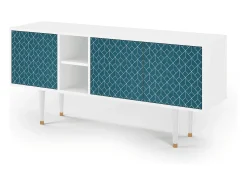 Mueble de TV - 150х69х41 cm - T5 - Turquoise Geometry, Branco^ Móvel De Tv