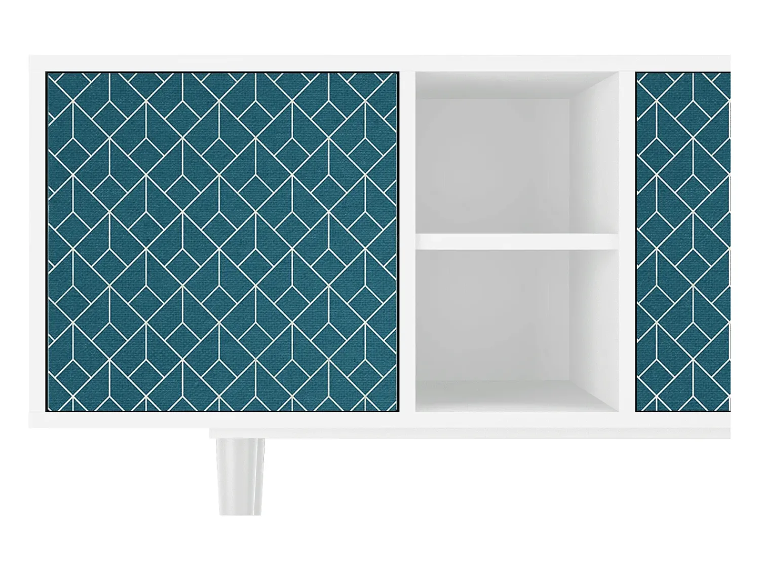 Mueble de TV - 150х69х41 cm - T5 - Turquoise Geometry, Branco^ Móvel De Tv