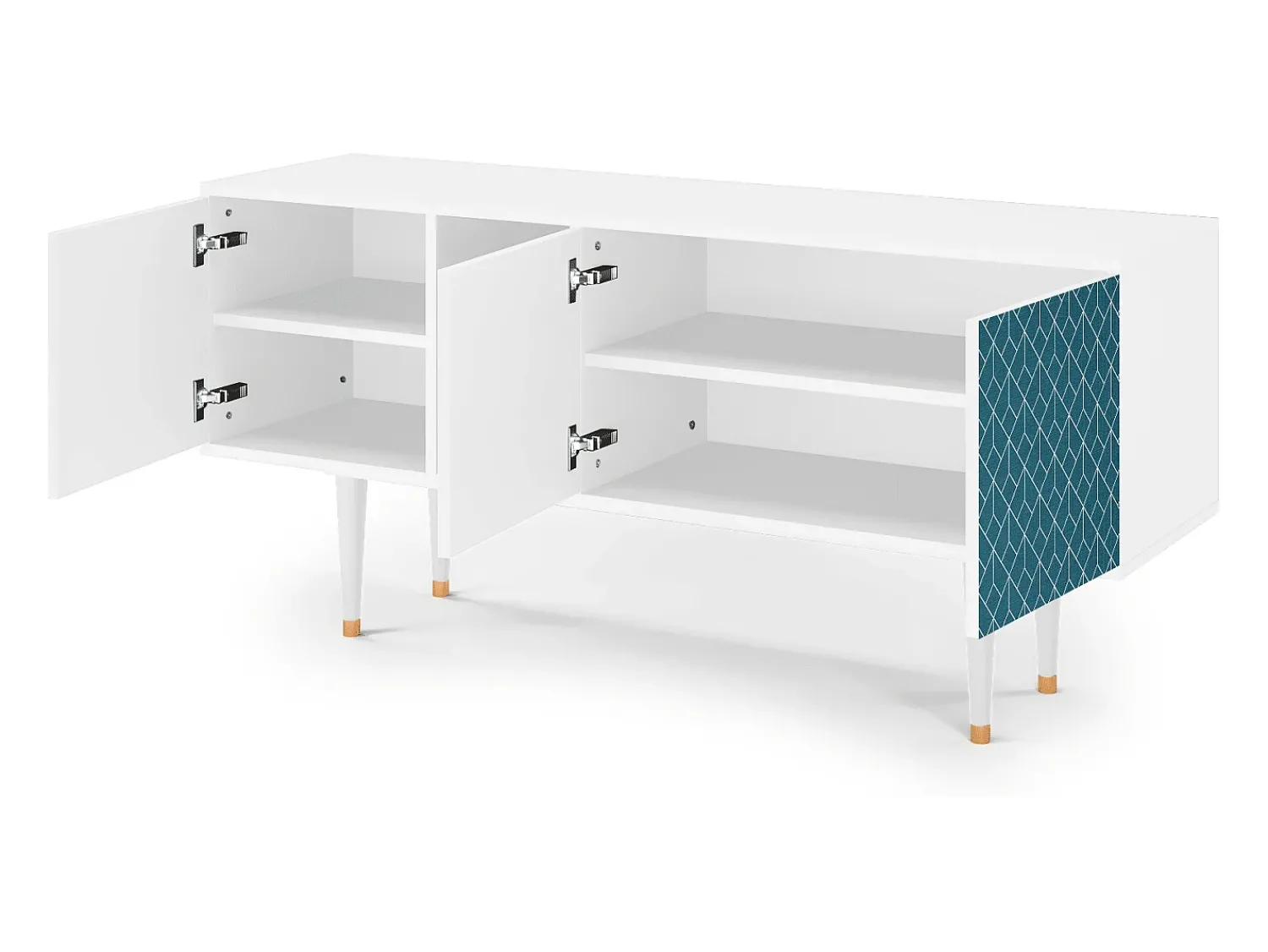 Mueble de TV - 150х69х41 cm - T5 - Turquoise Geometry, Branco^ Móvel De Tv