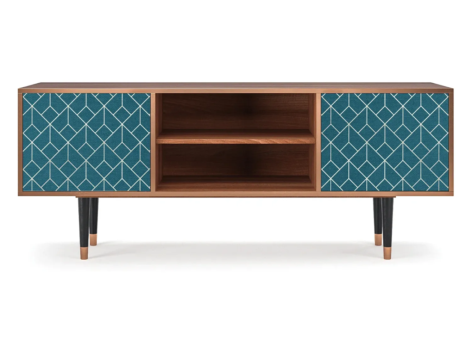 Móvel De Tv| Mueble de TV - 170х69х48 cm - T2 - Turquoise Geometry, Nogueira Castanho