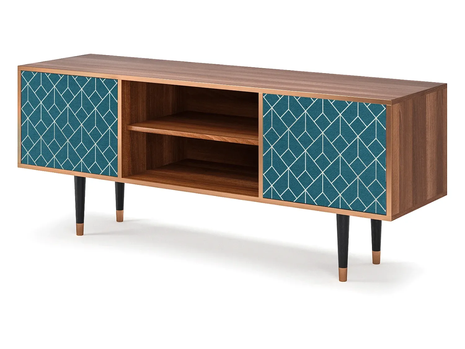 Móvel De Tv| Mueble de TV - 170х69х48 cm - T2 - Turquoise Geometry, Nogueira Castanho