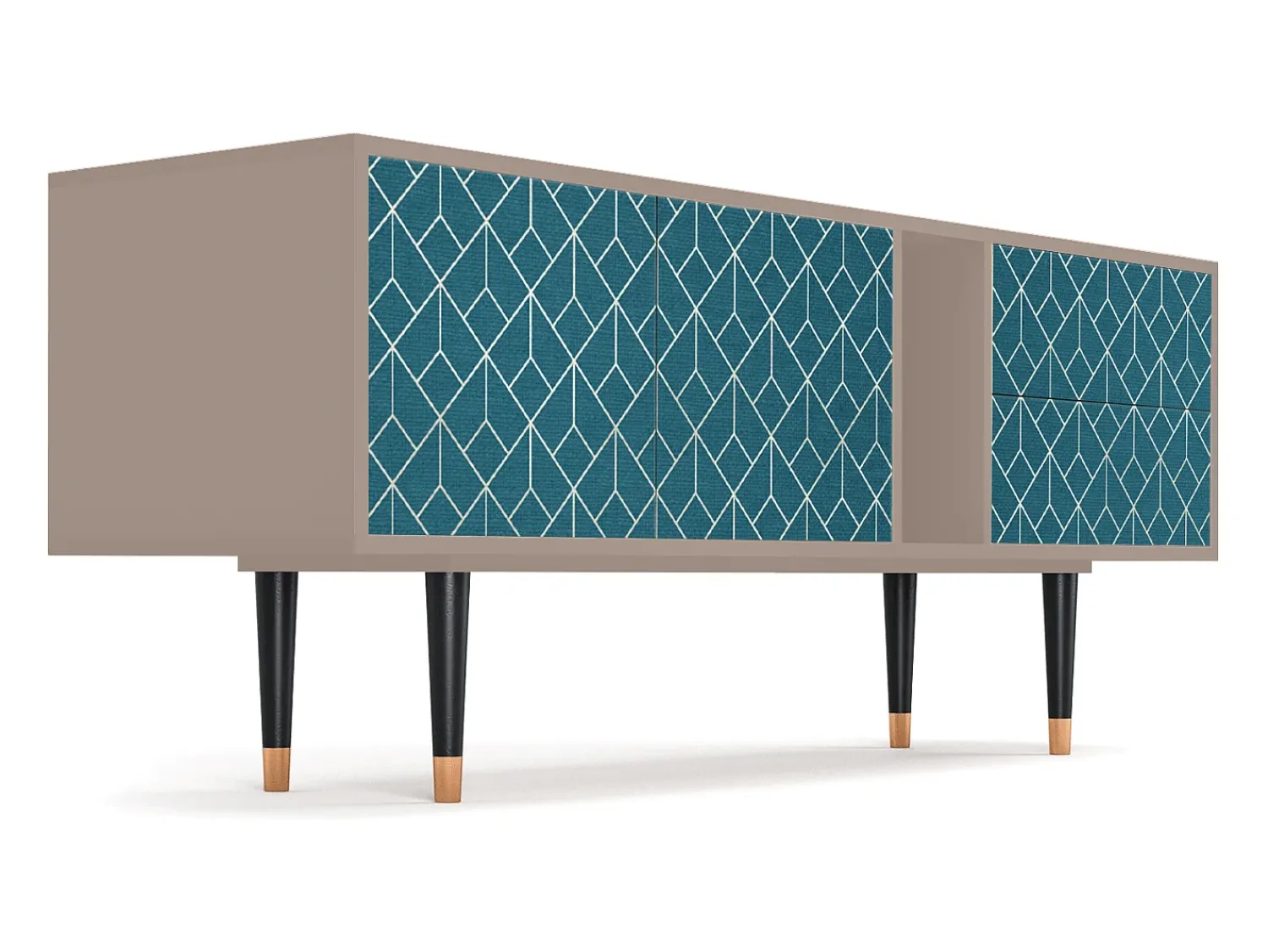 Móvel De Tv* Mueble de TV - 170х69х48 cm - T1 - Turquoise Geometry, Latte Bege