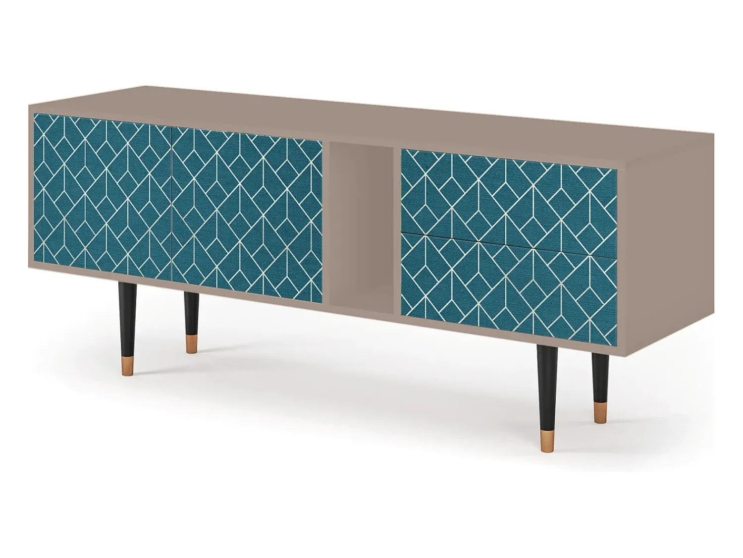 Móvel De Tv* Mueble de TV - 170х69х48 cm - T1 - Turquoise Geometry, Latte Bege