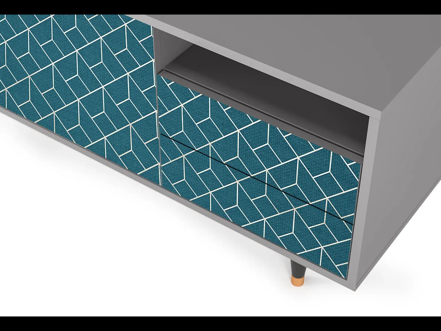 Móvel De Tv* Mueble de TV - 125х56х41 cm - T7 - Turquoise Geometry, Cinza Cinzento