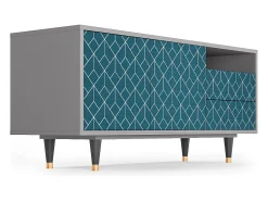 Móvel De Tv* Mueble de TV - 125х56х41 cm - T7 - Turquoise Geometry, Cinza Cinzento