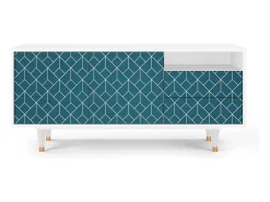 Móvel De Tv* Mueble de TV - 125х56х41 cm - T7 - Turquoise Geometry, Branco Bege