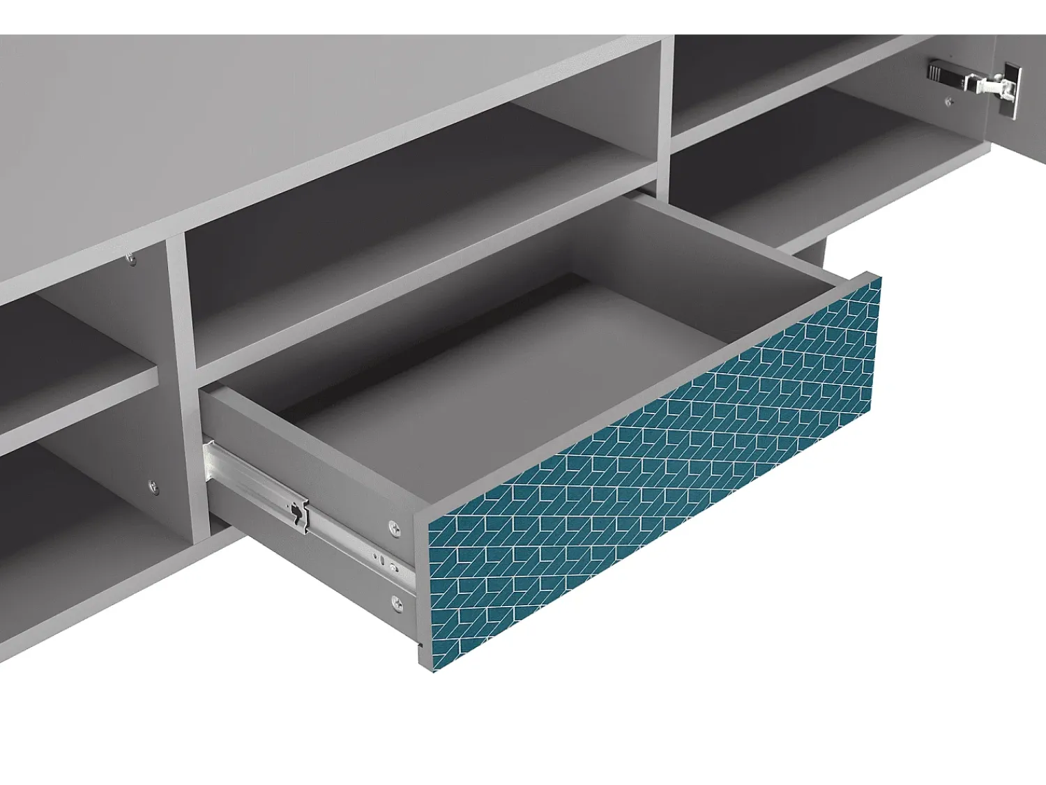 Mueble de TV - 170х59х41 cm - T6 - Turquoise Geometry, Cinza^ Móvel De Tv