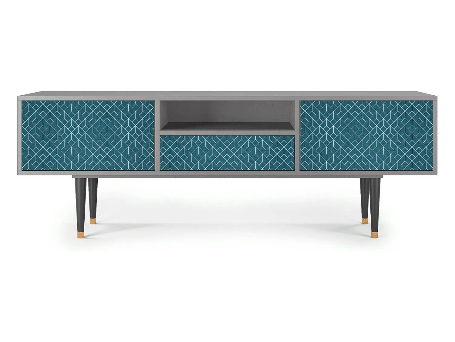 Mueble de TV - 170х59х41 cm - T6 - Turquoise Geometry, Cinza^ Móvel De Tv
