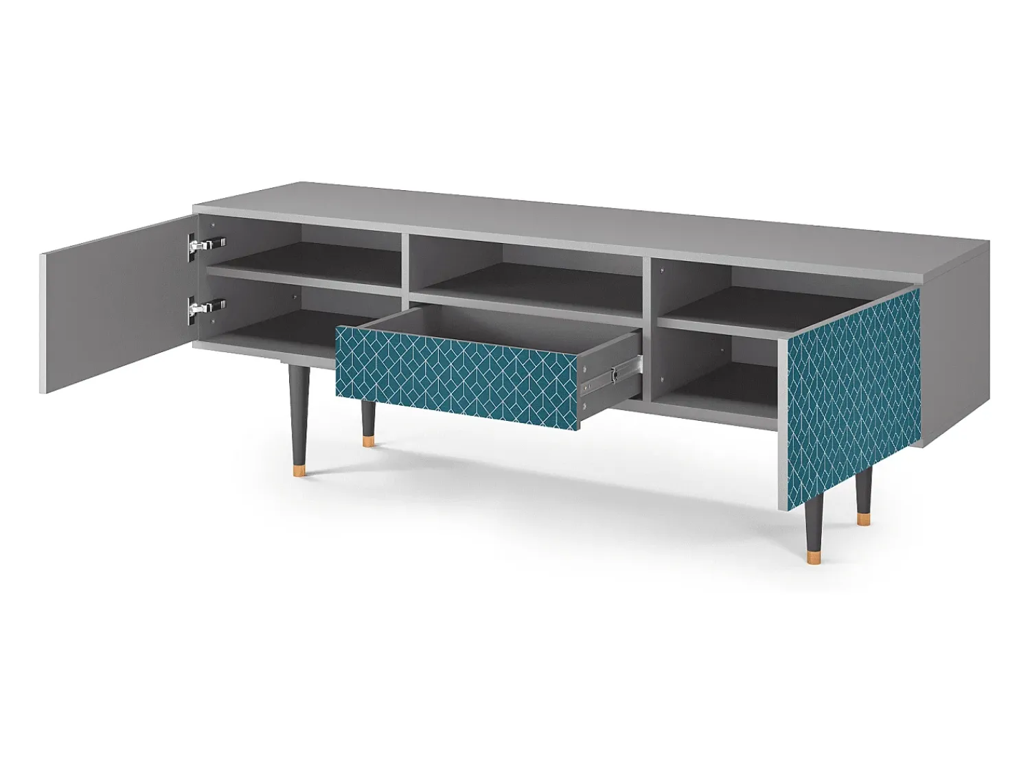 Mueble de TV - 170х59х41 cm - T6 - Turquoise Geometry, Cinza^ Móvel De Tv