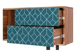 Online Mueble de TV - 170х69х48 cm - T1 - Turquoise Geometry, Nogueira Castanho