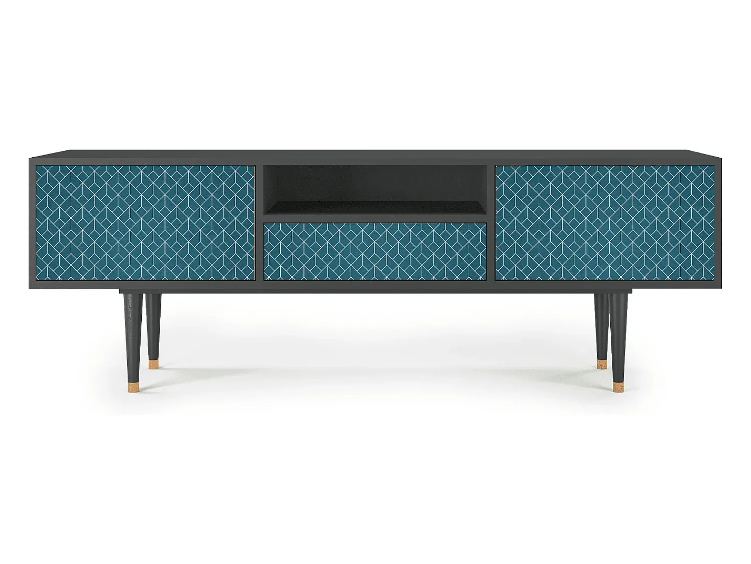 Mueble de TV - 170х59х41 cm - T6 - Turquoise Geometry, Antracite^ Móvel De Tv