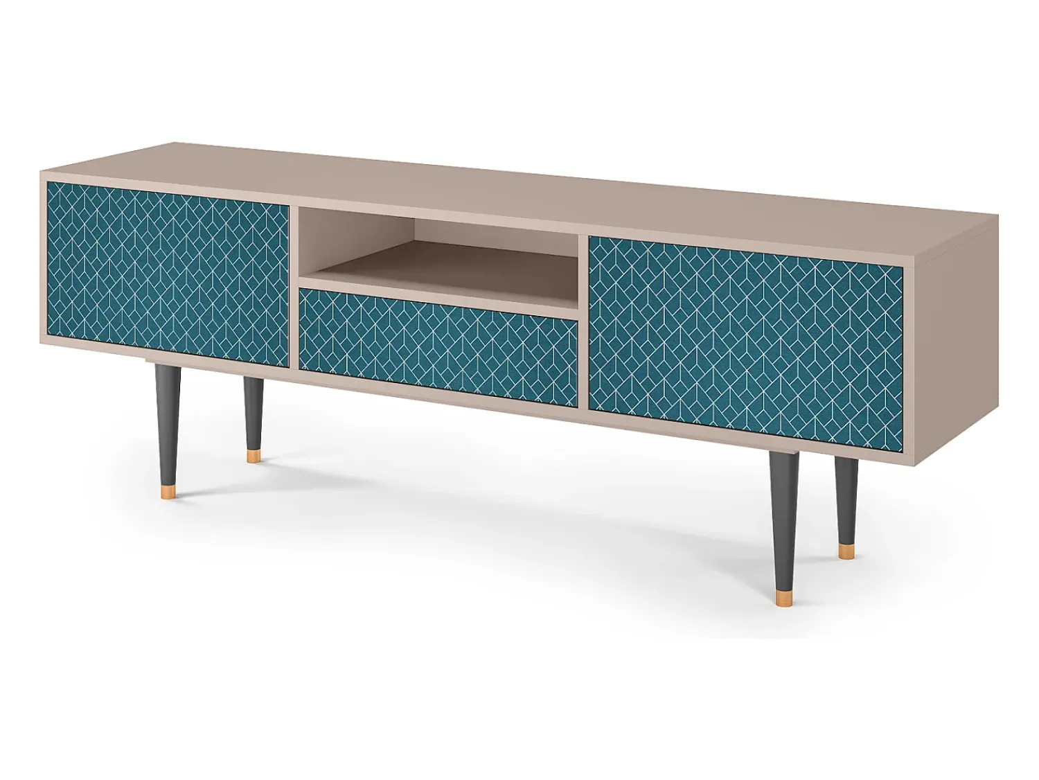 Móvel De Tv| Mueble de TV - 170х59х41 cm - T6 - Turquoise Geometry, Areia Bege