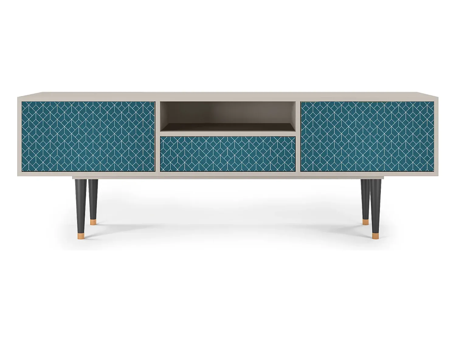 Móvel De Tv| Mueble de TV - 170х59х41 cm - T6 - Turquoise Geometry, Areia Bege