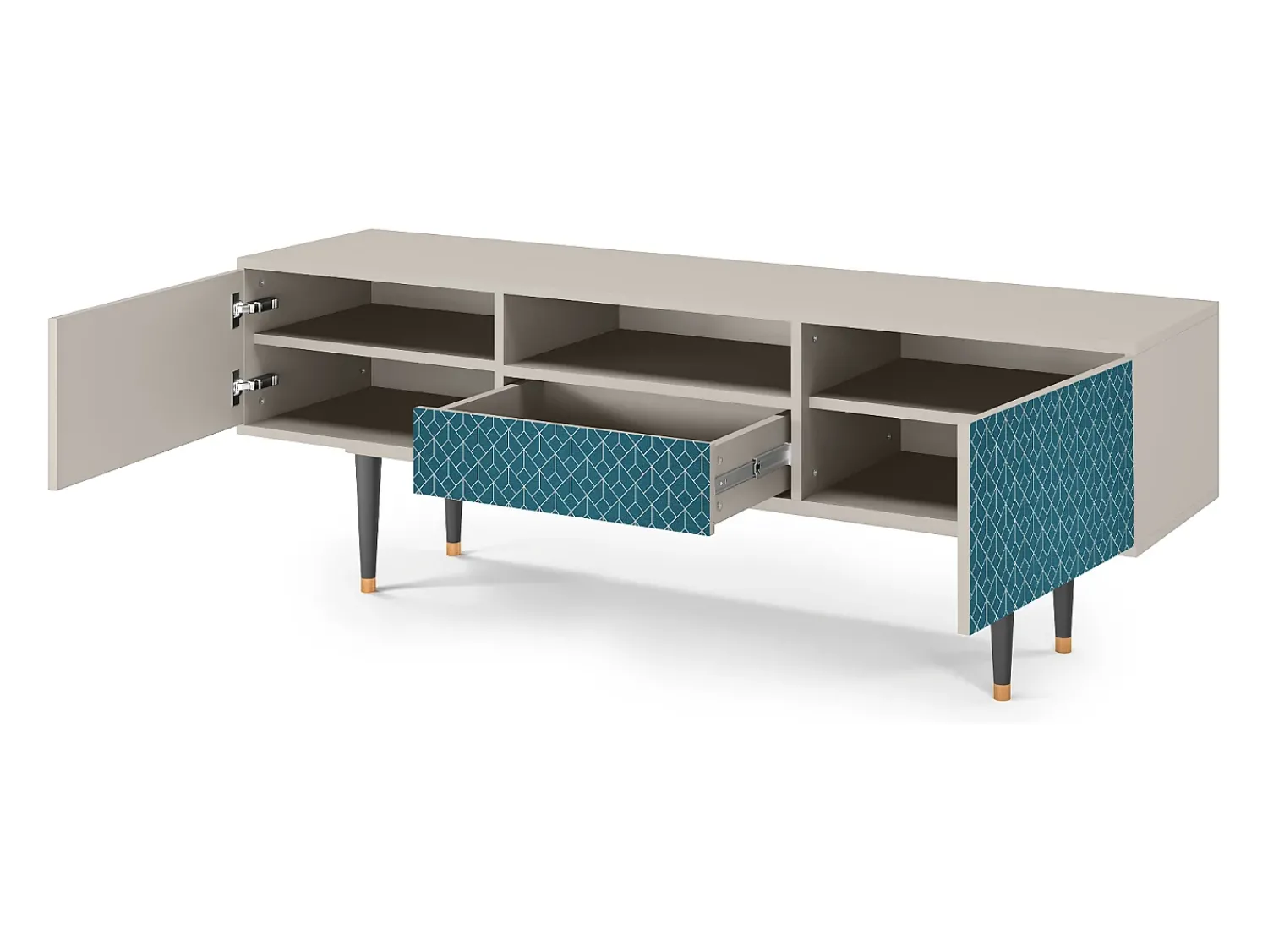 Móvel De Tv| Mueble de TV - 170х59х41 cm - T6 - Turquoise Geometry, Areia Bege