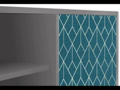 Móvel De Tv* Mueble de TV - 170х69х48 cm - T2 - Turquoise Geometry, Cinza Cinzento