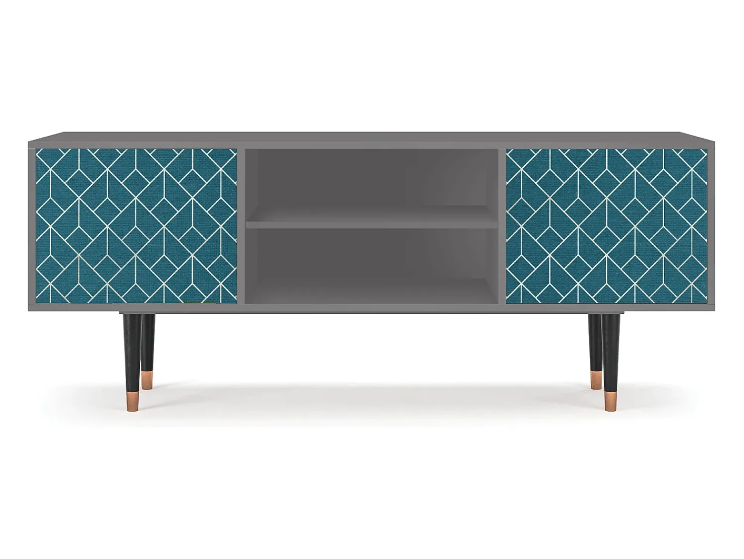 Móvel De Tv* Mueble de TV - 170х69х48 cm - T2 - Turquoise Geometry, Cinza Cinzento