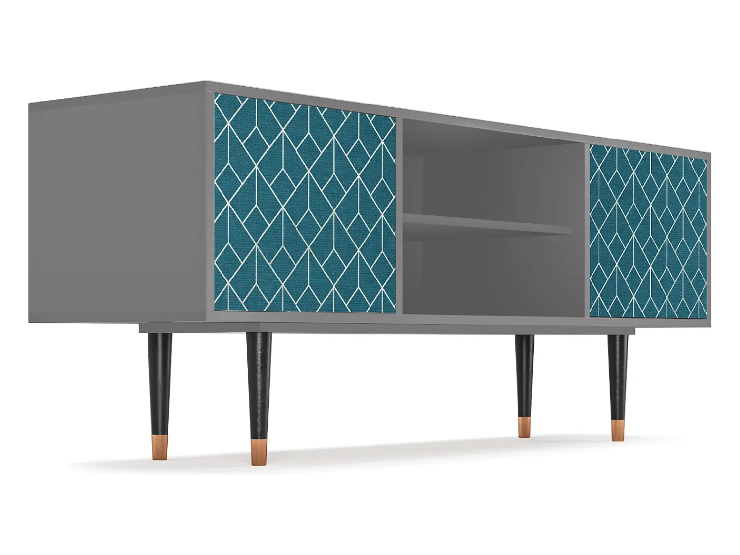 Móvel De Tv* Mueble de TV - 170х69х48 cm - T2 - Turquoise Geometry, Cinza Cinzento