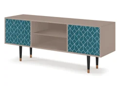 Móvel De Tv| Mueble de TV - 170х69х48 cm - T2 - Turquoise Geometry, Latte Bege