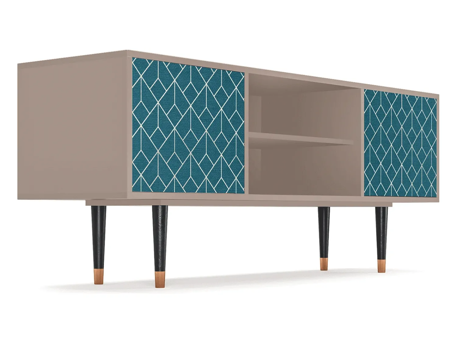 Móvel De Tv| Mueble de TV - 170х69х48 cm - T2 - Turquoise Geometry, Latte Bege
