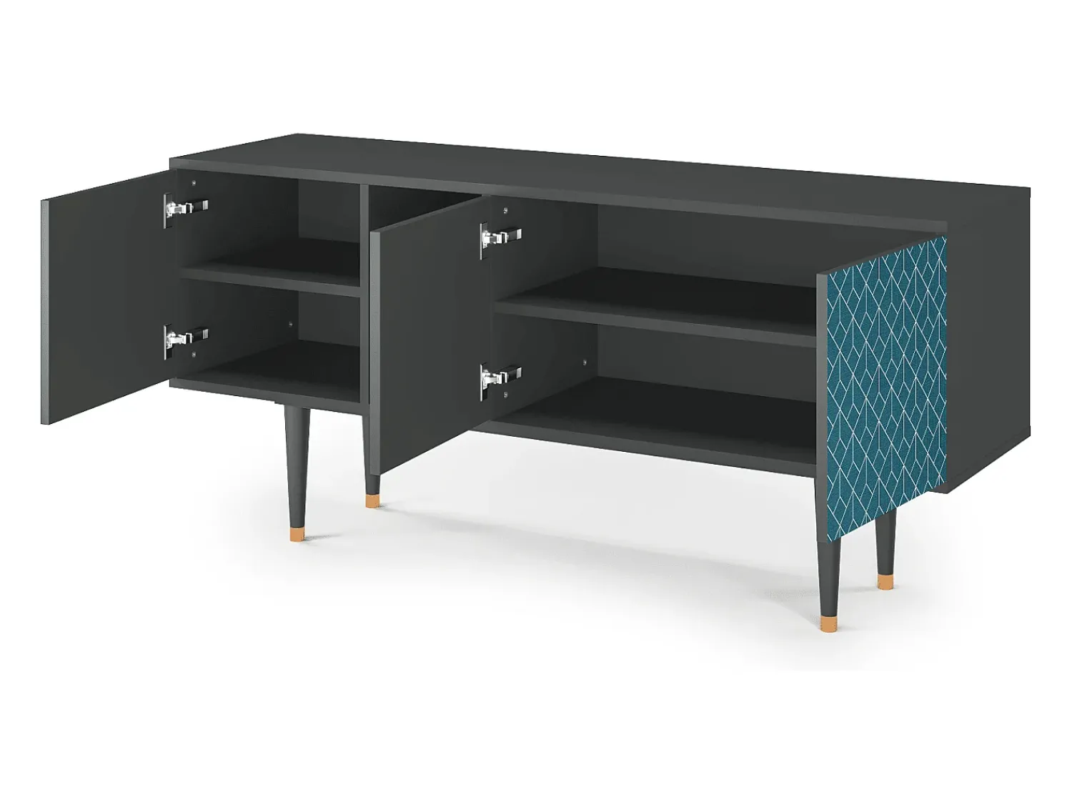 Móvel De Tv* Mueble de TV - 150х69х41 cm - T5 - Turquoise Geometry, Antracite Cinza antracite
