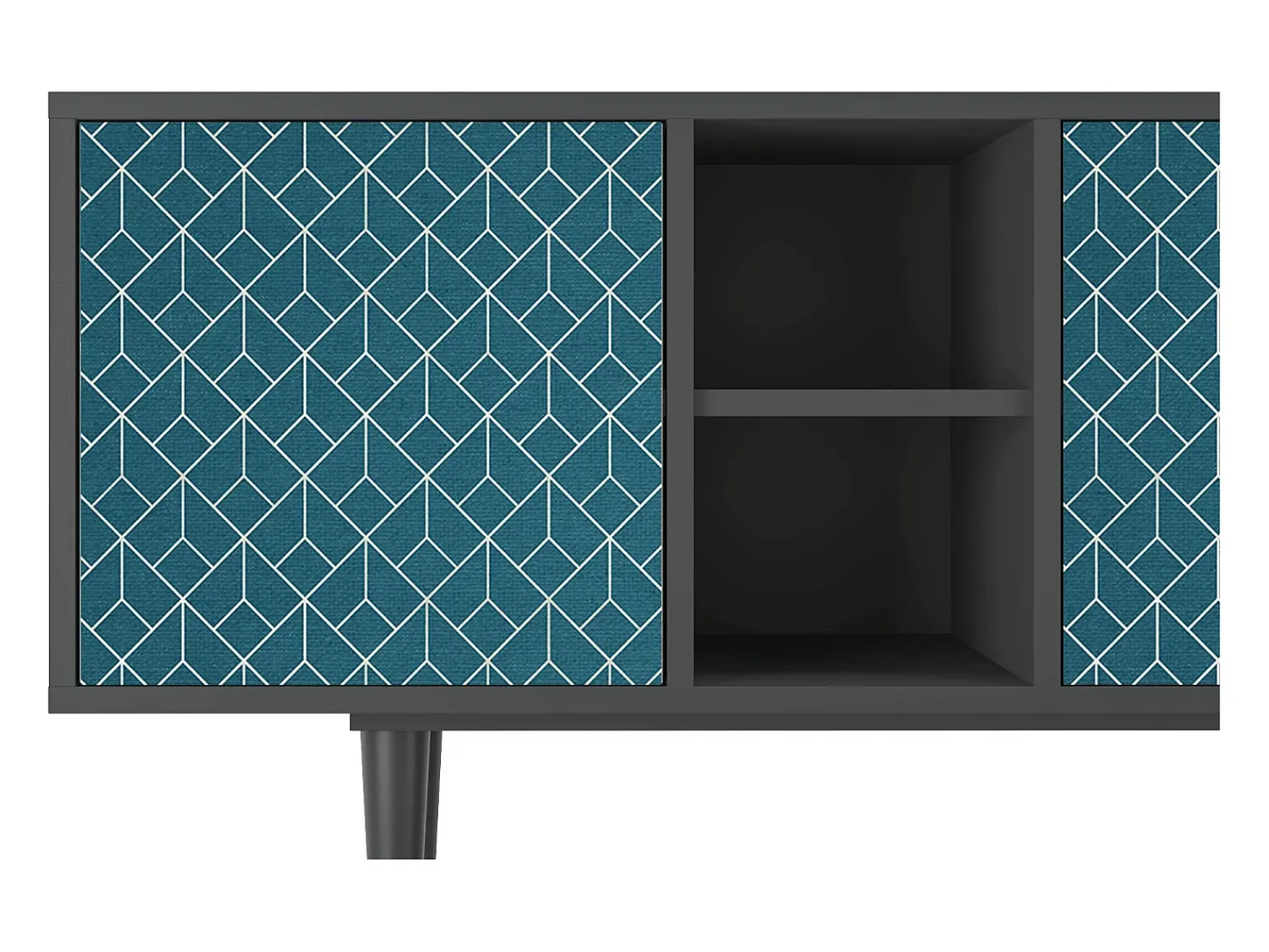 Móvel De Tv* Mueble de TV - 150х69х41 cm - T5 - Turquoise Geometry, Antracite Cinza antracite