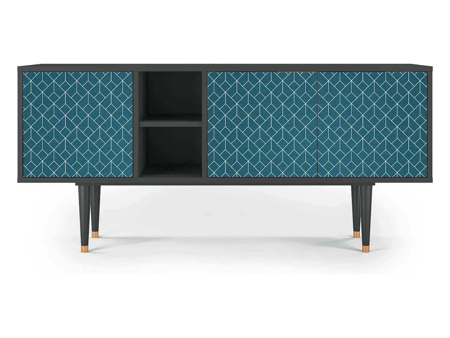 Móvel De Tv* Mueble de TV - 150х69х41 cm - T5 - Turquoise Geometry, Antracite Cinza antracite