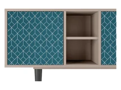 Móvel De Tv| Mueble de TV - 150х69х41 cm - T5 - Turquoise Geometry, Latte Bege