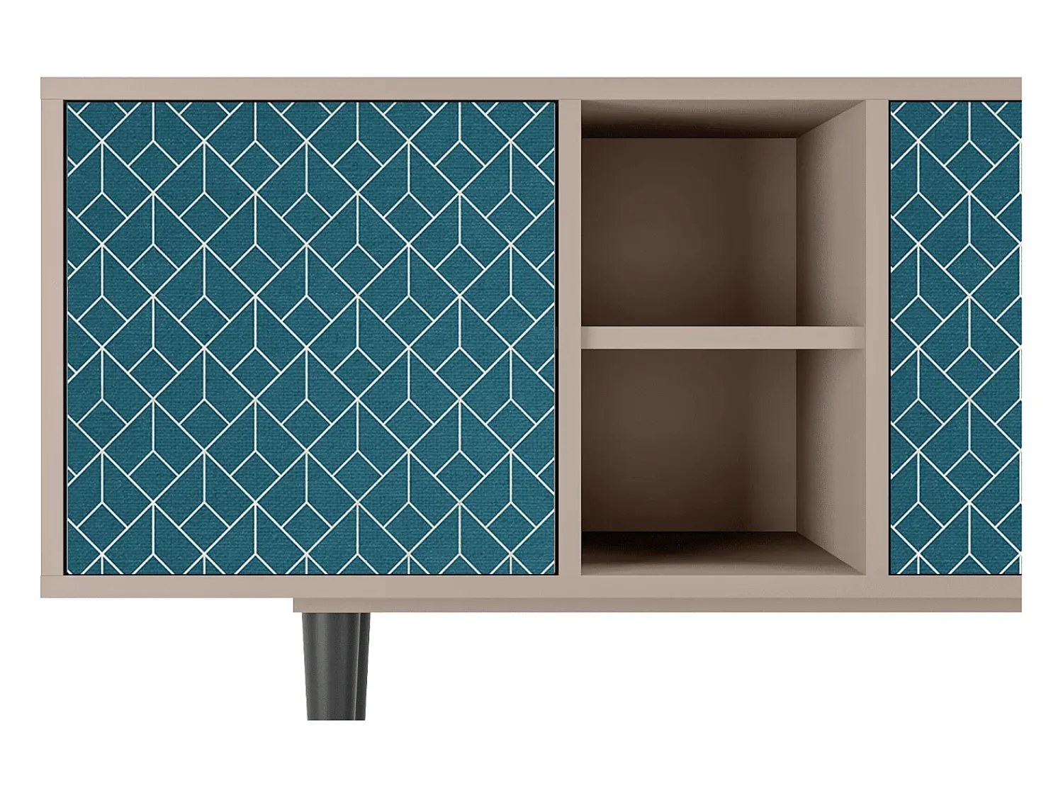 Móvel De Tv| Mueble de TV - 150х69х41 cm - T5 - Turquoise Geometry, Latte Bege