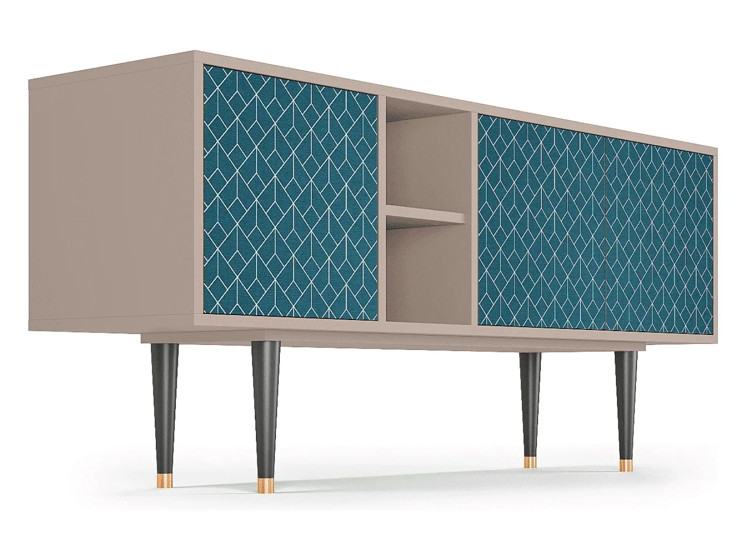 Móvel De Tv| Mueble de TV - 150х69х41 cm - T5 - Turquoise Geometry, Latte Bege