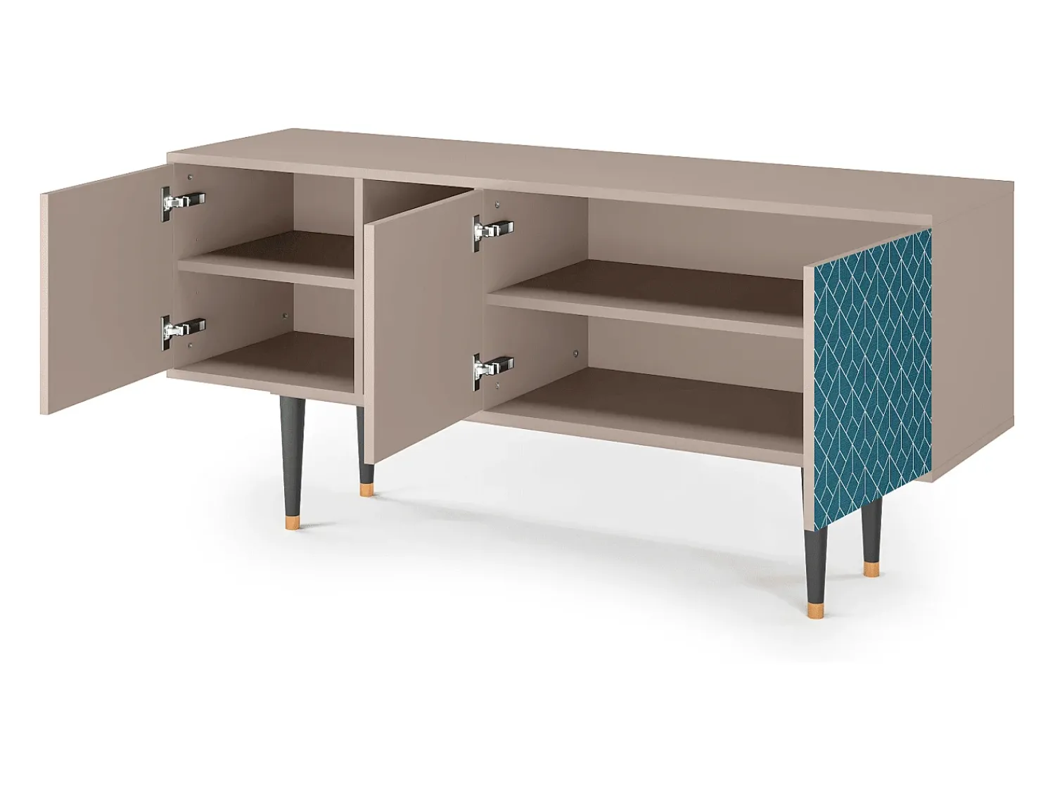 Móvel De Tv| Mueble de TV - 150х69х41 cm - T5 - Turquoise Geometry, Latte Bege