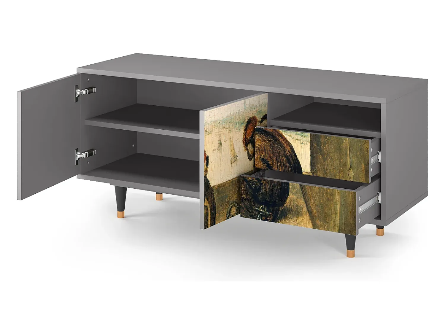 Mueble de TV - 125х56х41 cm - T7 - Two Monkeys, Cinza^ Móvel De Tv