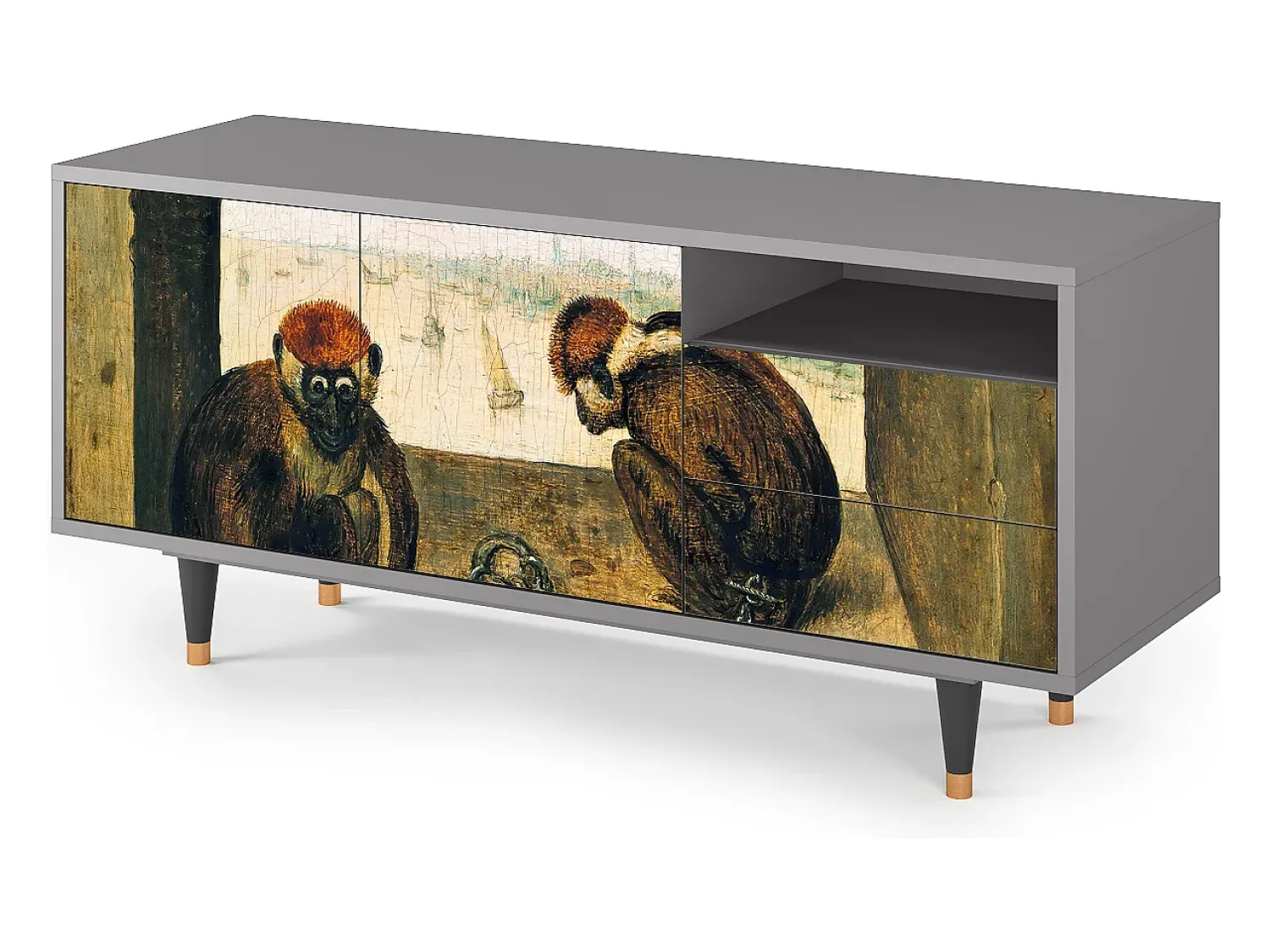 Mueble de TV - 125х56х41 cm - T7 - Two Monkeys, Cinza^ Móvel De Tv