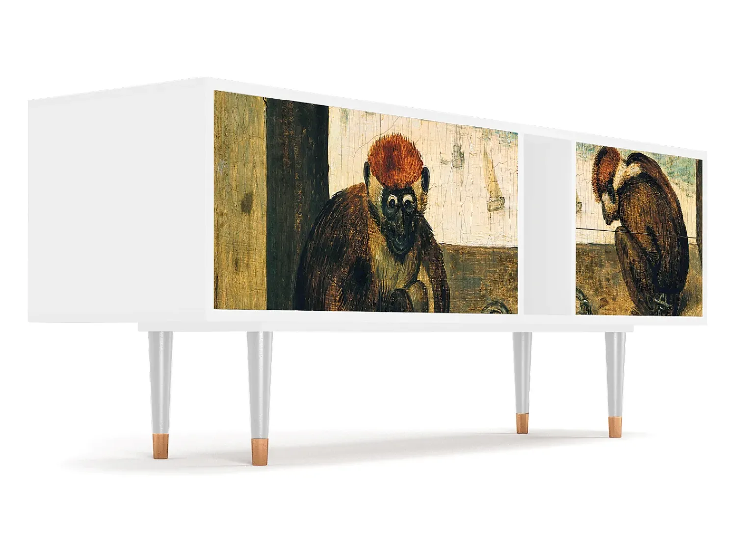 Móvel De Tv| Mueble de TV - 170х69х48 cm - T1 - Two Monkeys, Branco Bege