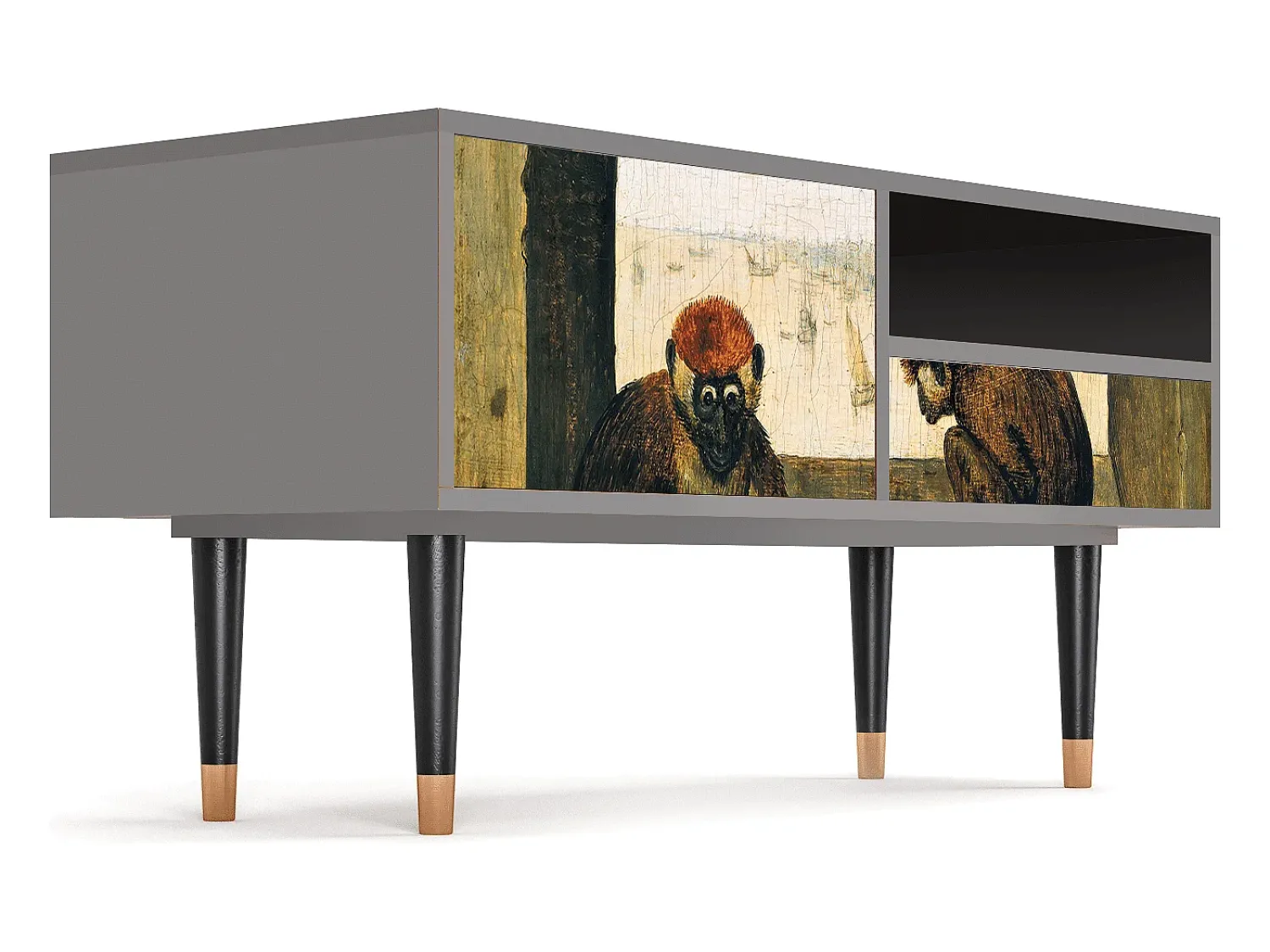 Móvel De Tv* Mueble de TV - 115х59х48 cm - T3 - Two Monkeys, Cinza Cinzento