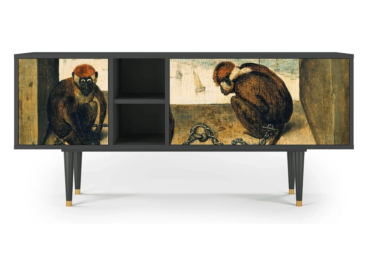 Móvel De Tv* Mueble de TV - 150х69х41 cm - T5 - Two Monkeys, Antracite Cinza antracite