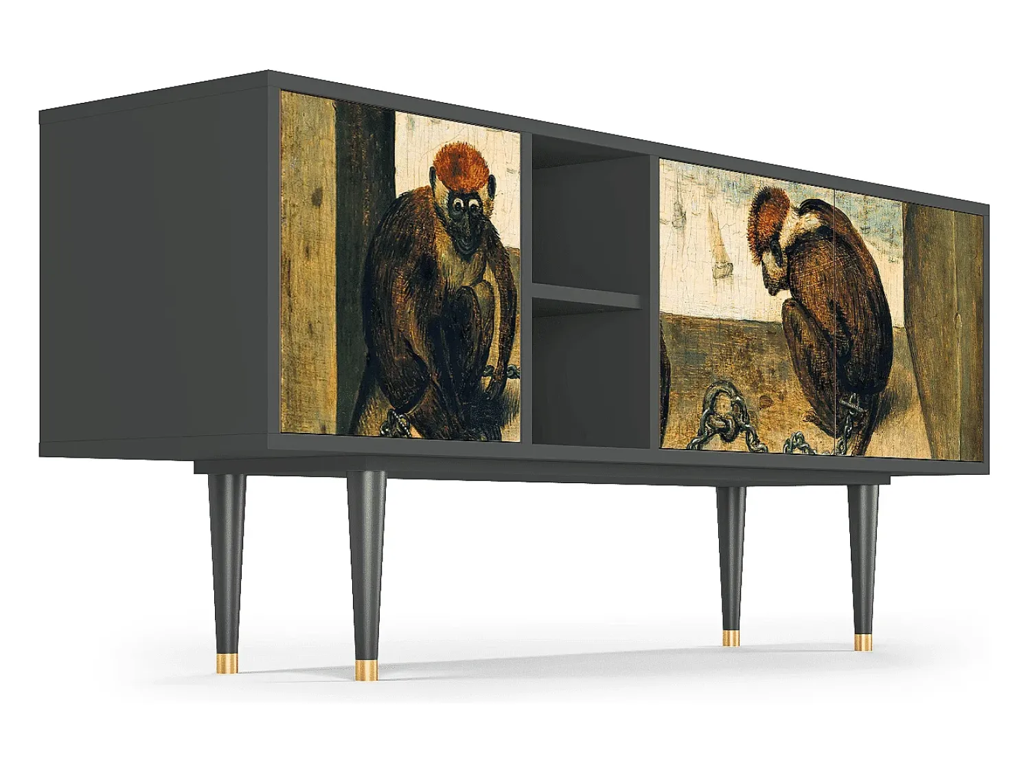 Móvel De Tv* Mueble de TV - 150х69х41 cm - T5 - Two Monkeys, Antracite Cinza antracite