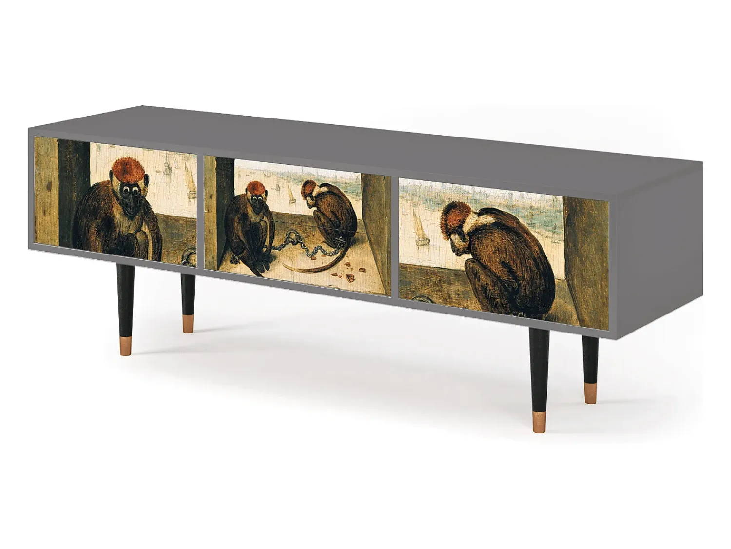 Móvel De Tv* Mueble de TV - 170х59х48 cm - T4 - Two Monkeys, Cinza Cinzento