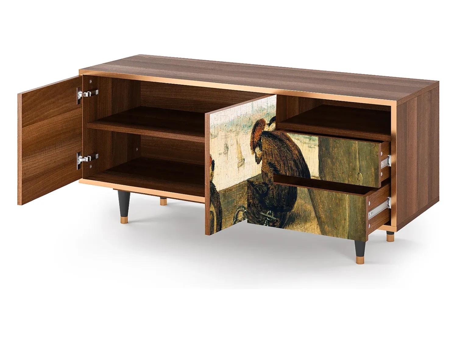 Mueble de TV - 125х56х41 cm - T7 - Two Monkeys, Nogueira^ Móvel De Tv
