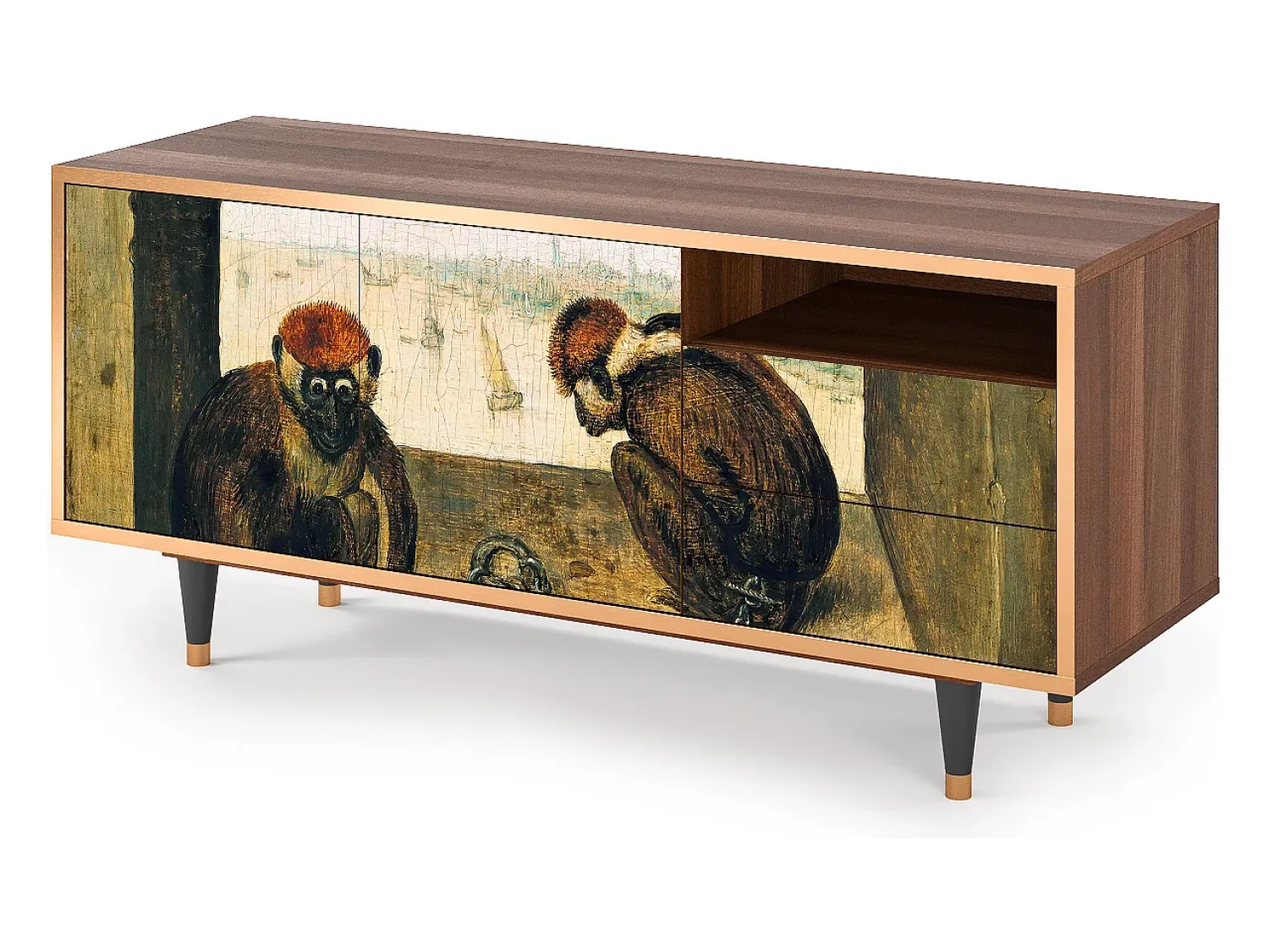 Mueble de TV - 125х56х41 cm - T7 - Two Monkeys, Nogueira^ Móvel De Tv