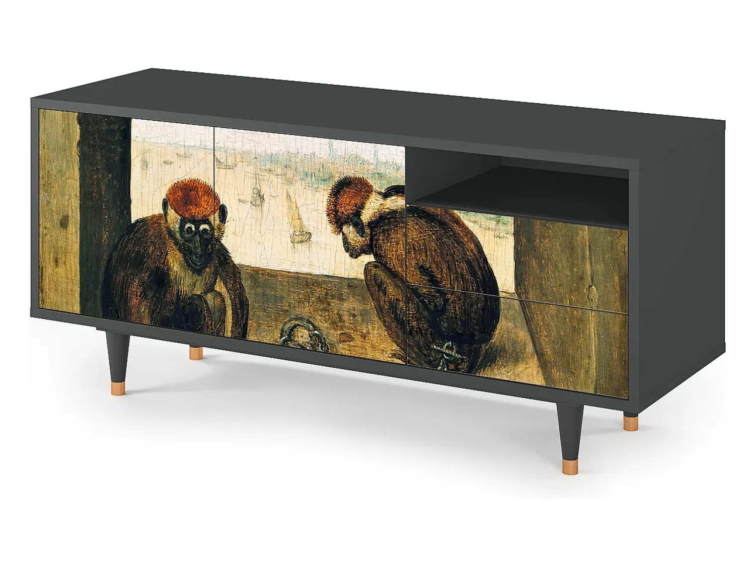 Móvel De Tv| Mueble de TV - 125х56х41 cm - T7 - Two Monkeys, Antracite Cinza antracite