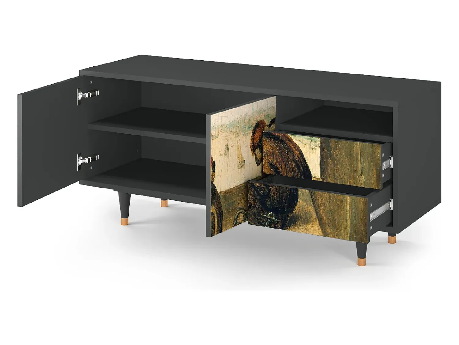 Móvel De Tv| Mueble de TV - 125х56х41 cm - T7 - Two Monkeys, Antracite Cinza antracite