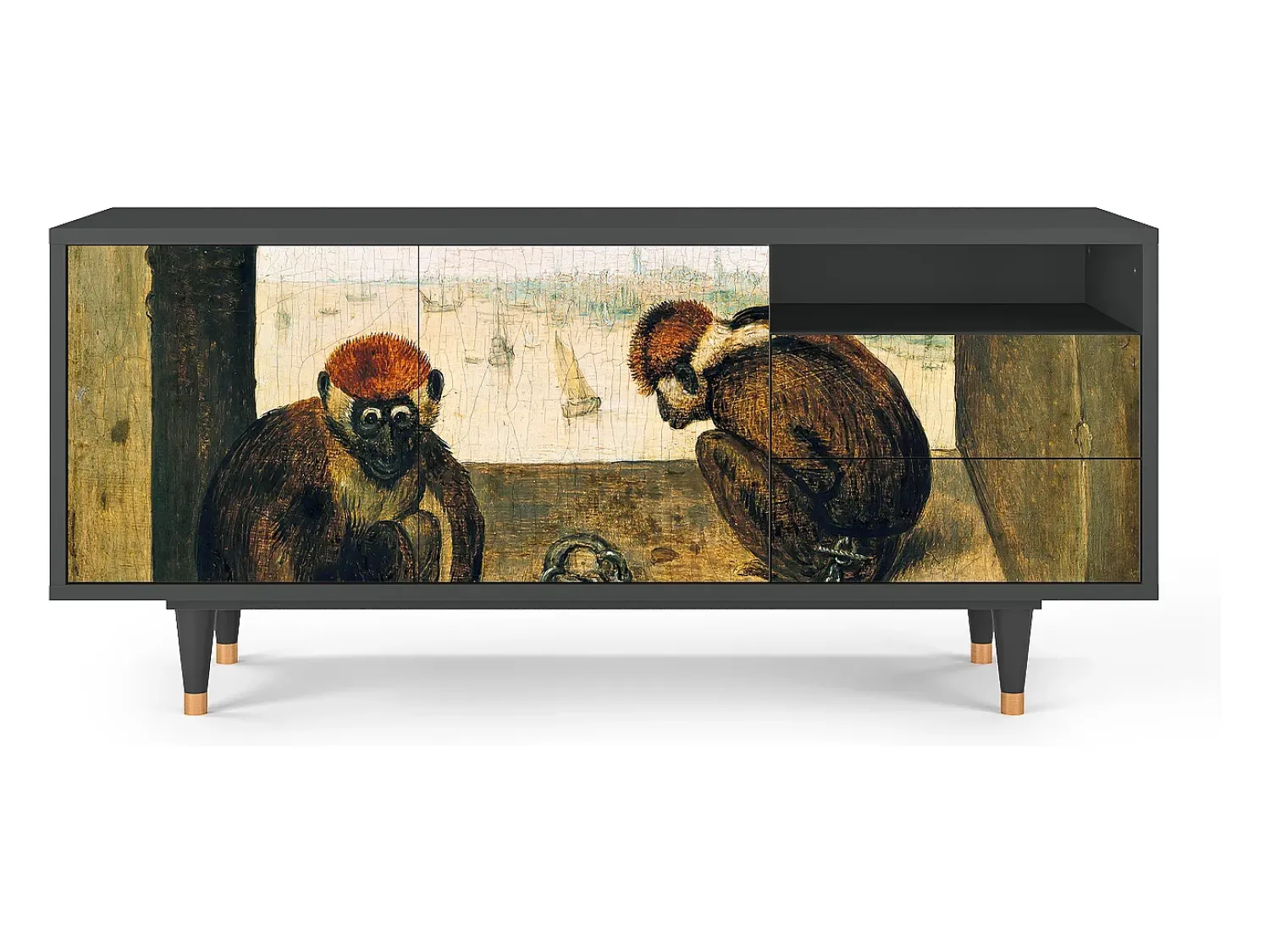 Móvel De Tv| Mueble de TV - 125х56х41 cm - T7 - Two Monkeys, Antracite Cinza antracite