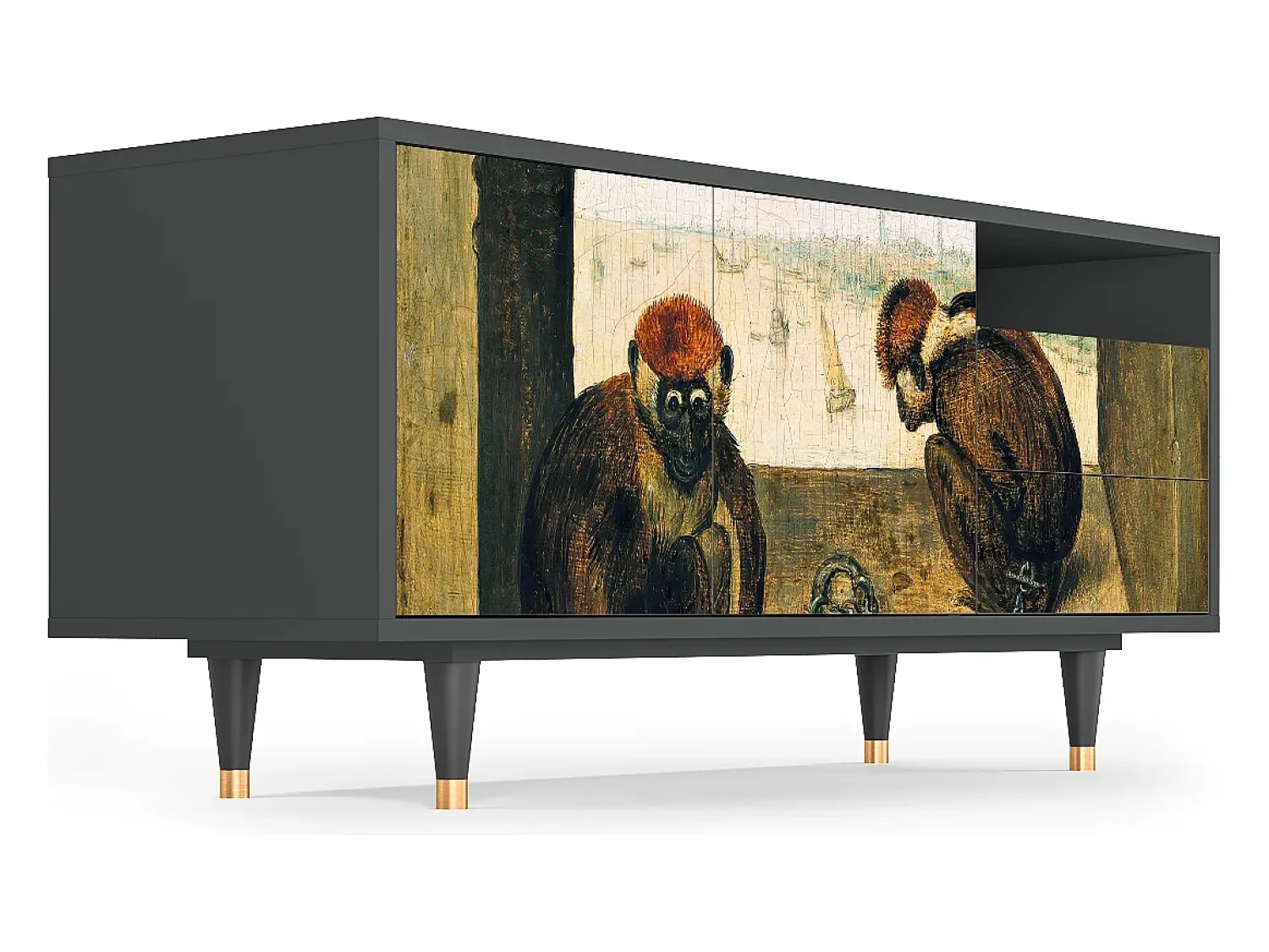 Móvel De Tv| Mueble de TV - 125х56х41 cm - T7 - Two Monkeys, Antracite Cinza antracite
