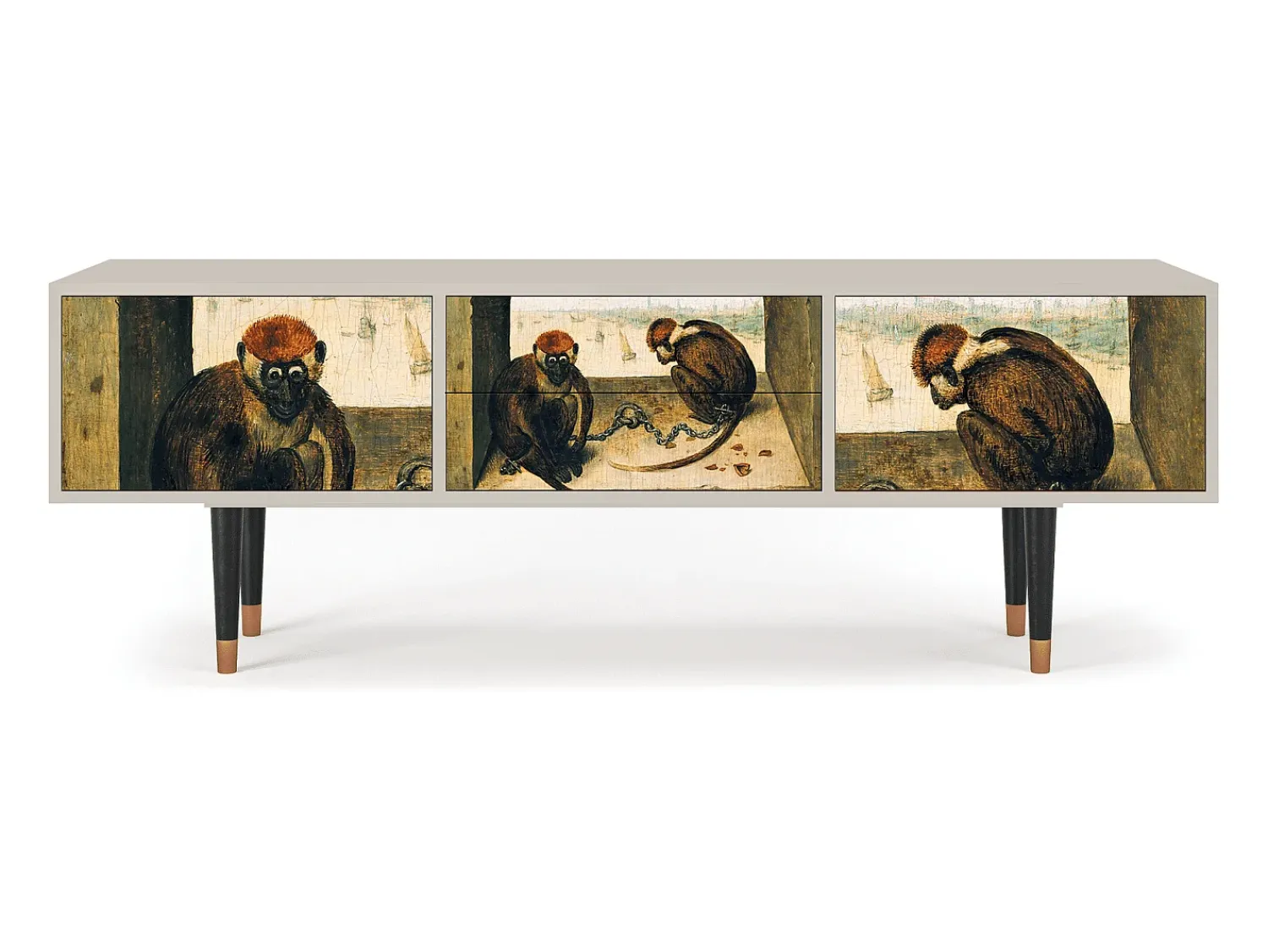 New Mueble de TV - 170х59х48 cm - T4 - Two Monkeys, Areia Bege