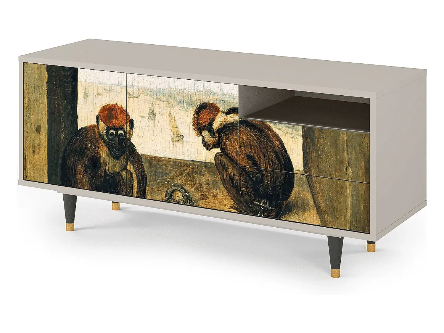 Móvel De Tv| Mueble de TV - 125х56х41 cm - T7 - Two Monkeys, Areia Bege