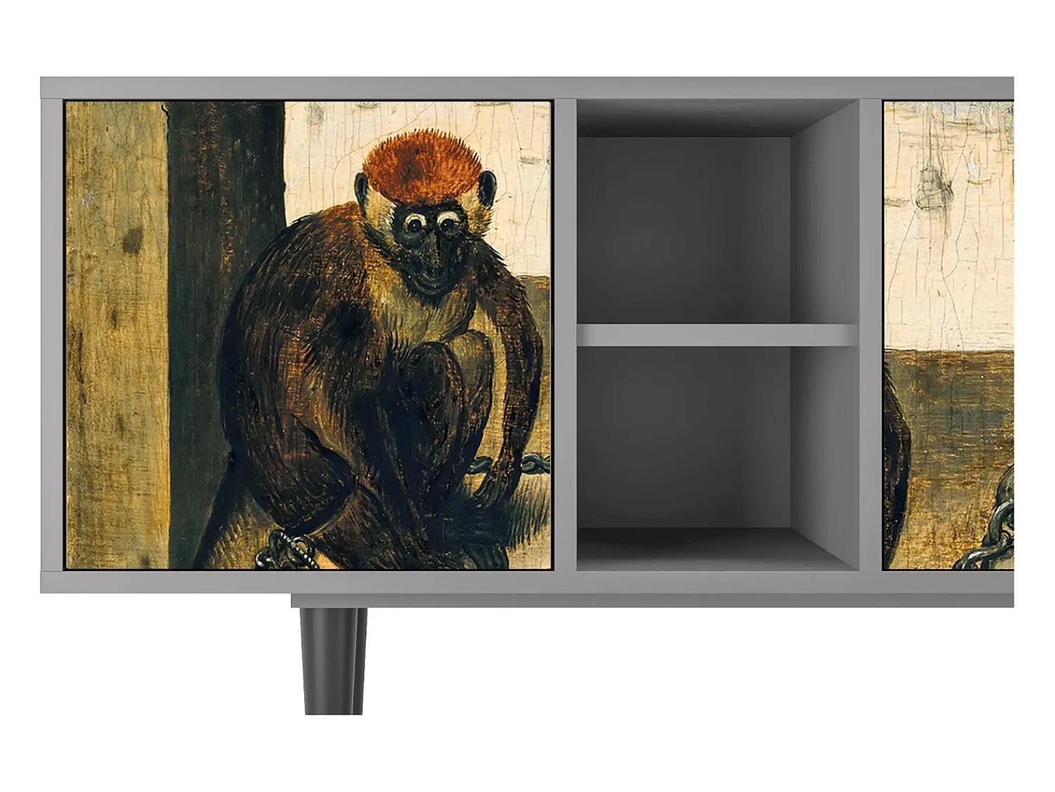 Móvel De Tv* Mueble de TV - 150х69х41 cm - T5 - Two Monkeys, Cinza Cinzento