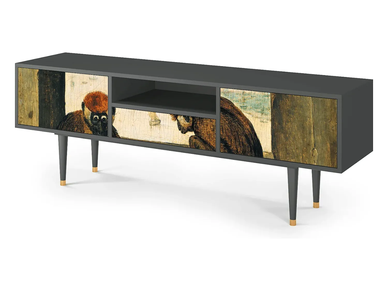 Móvel De Tv| Mueble de TV - 170х59х41 cm - T6 - Two Monkeys, Antracite Cinza antracite