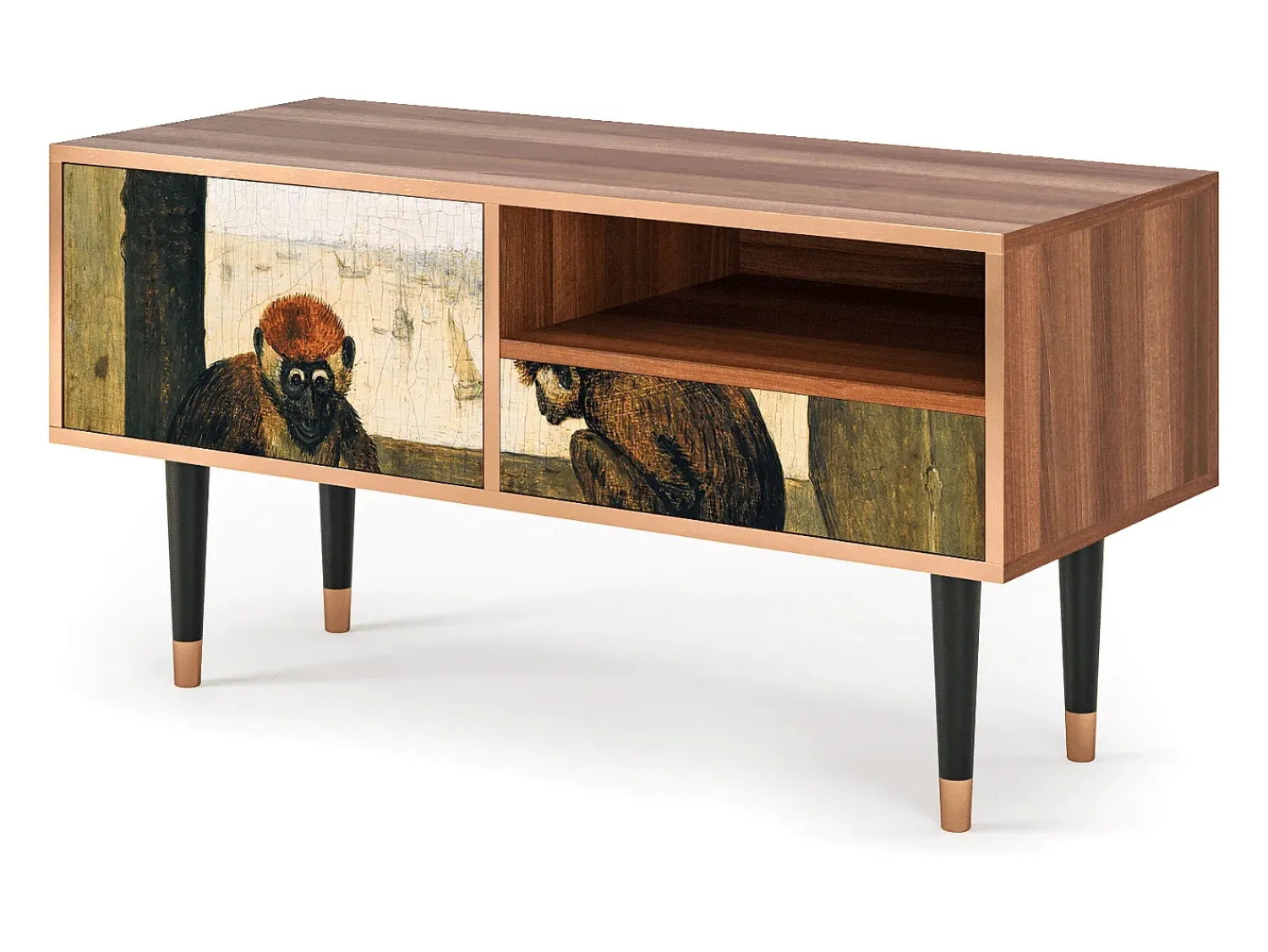 Móvel De Tv* Mueble de TV - 115х59х48 cm - T3 - Two Monkeys, Nogueira Castanho