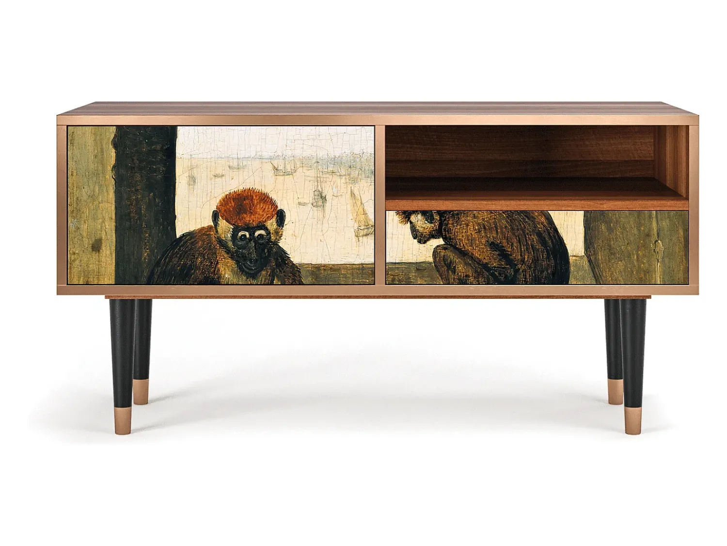 Móvel De Tv* Mueble de TV - 115х59х48 cm - T3 - Two Monkeys, Nogueira Castanho