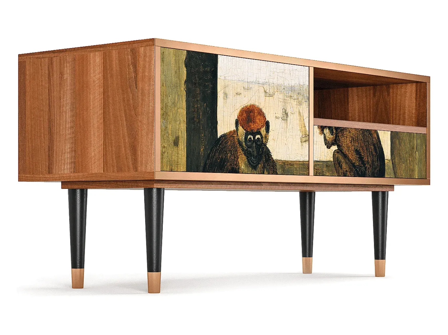 Móvel De Tv* Mueble de TV - 115х59х48 cm - T3 - Two Monkeys, Nogueira Castanho
